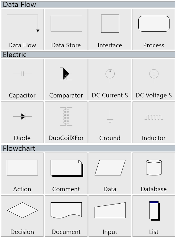 Ready-to-use flowchart, arrow and electrical blocks